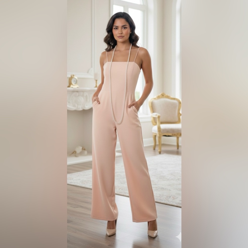Stunning MARCIANO  - Peach Spaghetti Straps Pants Jumpsuit